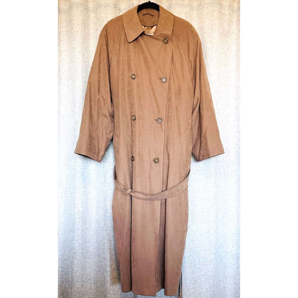 London Fog Trench Coat Women’s Size 16W Knee Length Caramel Color Vintage